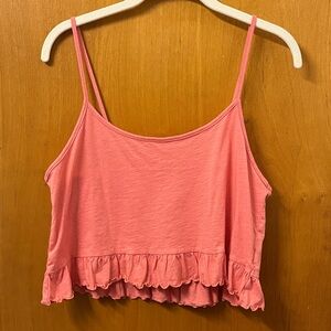 American Eagle Outfitters Cropped Pink Ruffle Cami
